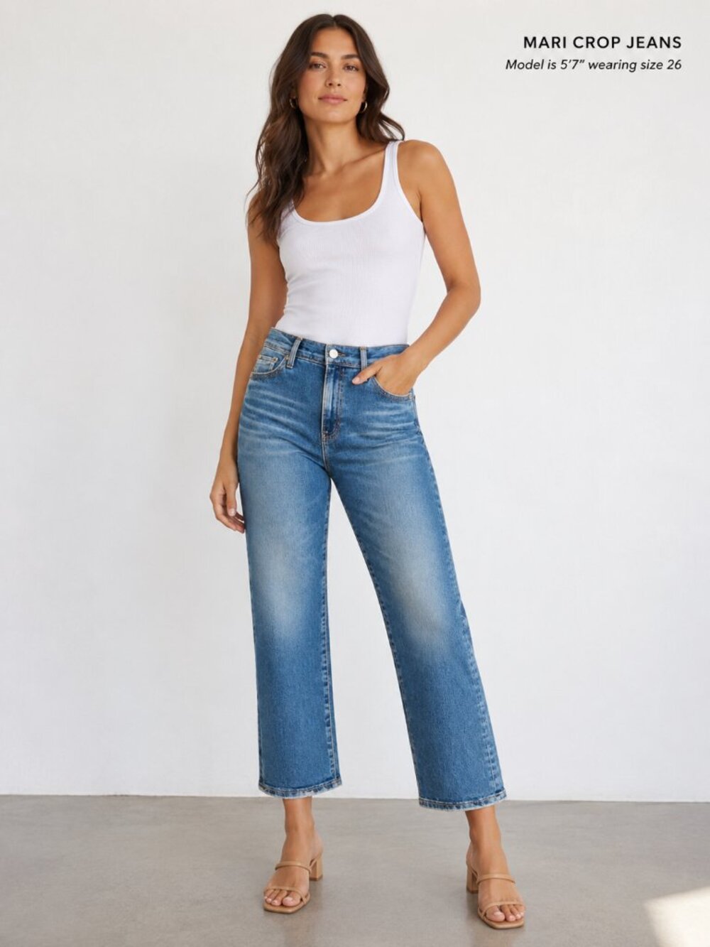 AG Adriano Goldschmied Mari Crop Jeans High Rise Quiet Luxury Minimalist Denim